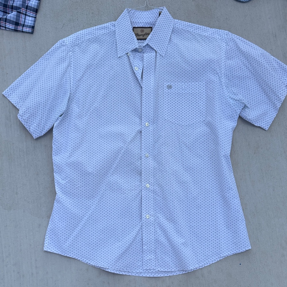 Wrangler Light Blue Patterned Short Sleeve Shirt